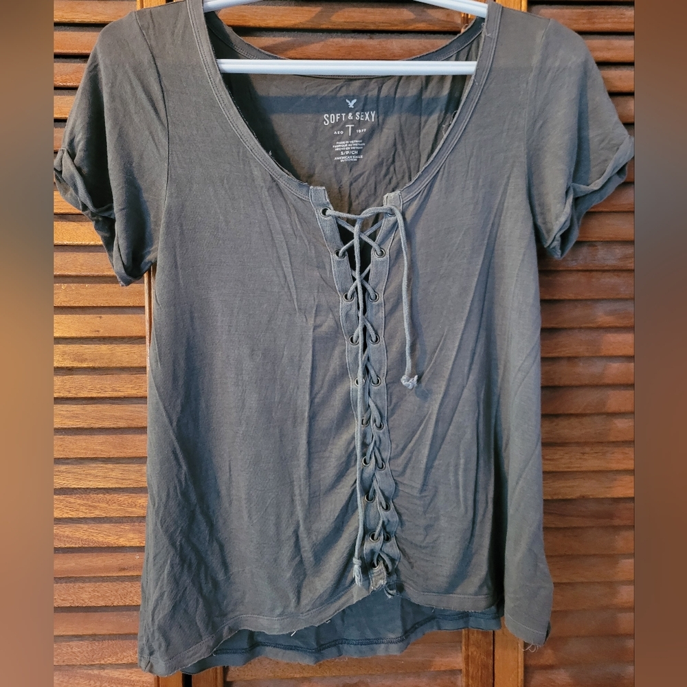 Soft shirt with lace-up front